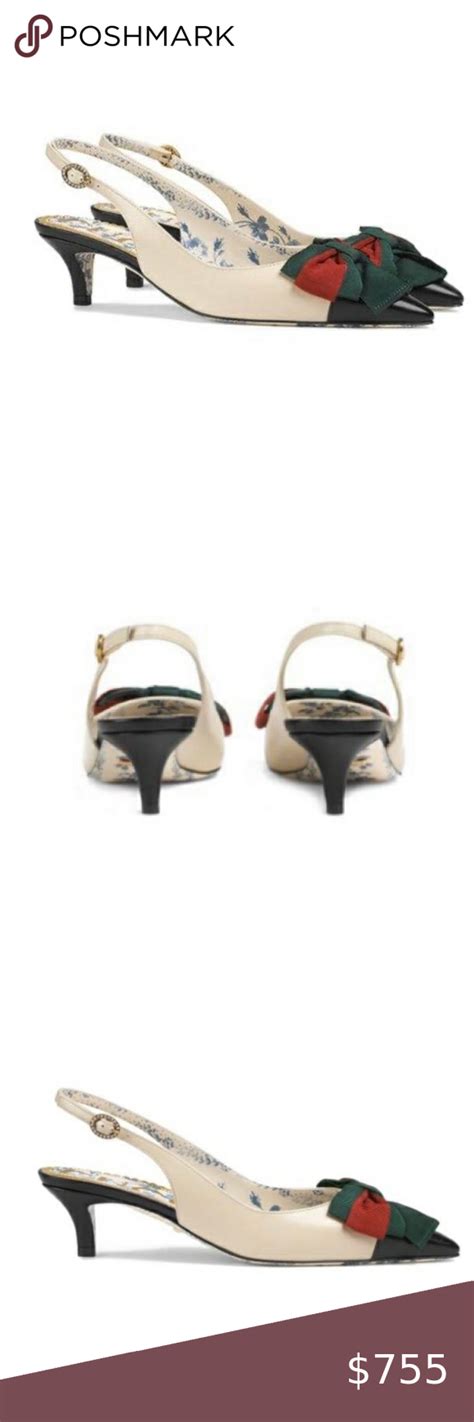 gucci sling back kitten heels|Gucci bamboo heels.